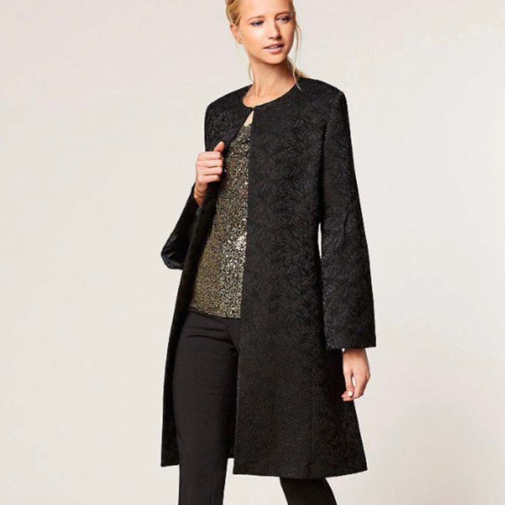 Calvin Klein Black Textured Long Coat